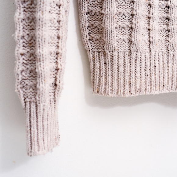 Unbranded Crochet Knit Women's Oatmeal Sweater with Feminine Detail - Picture 5 of 12